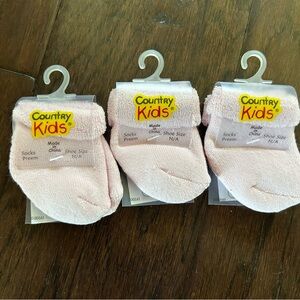 NWT Country Kids Girls Infant Preemie Terry Socks Set of 3 Pink